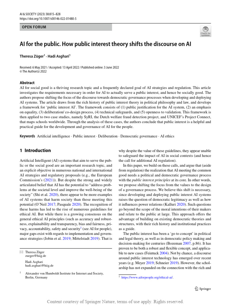 Public Interest in AI Governance | PDF | Intelligence (AI) & Semantics ...