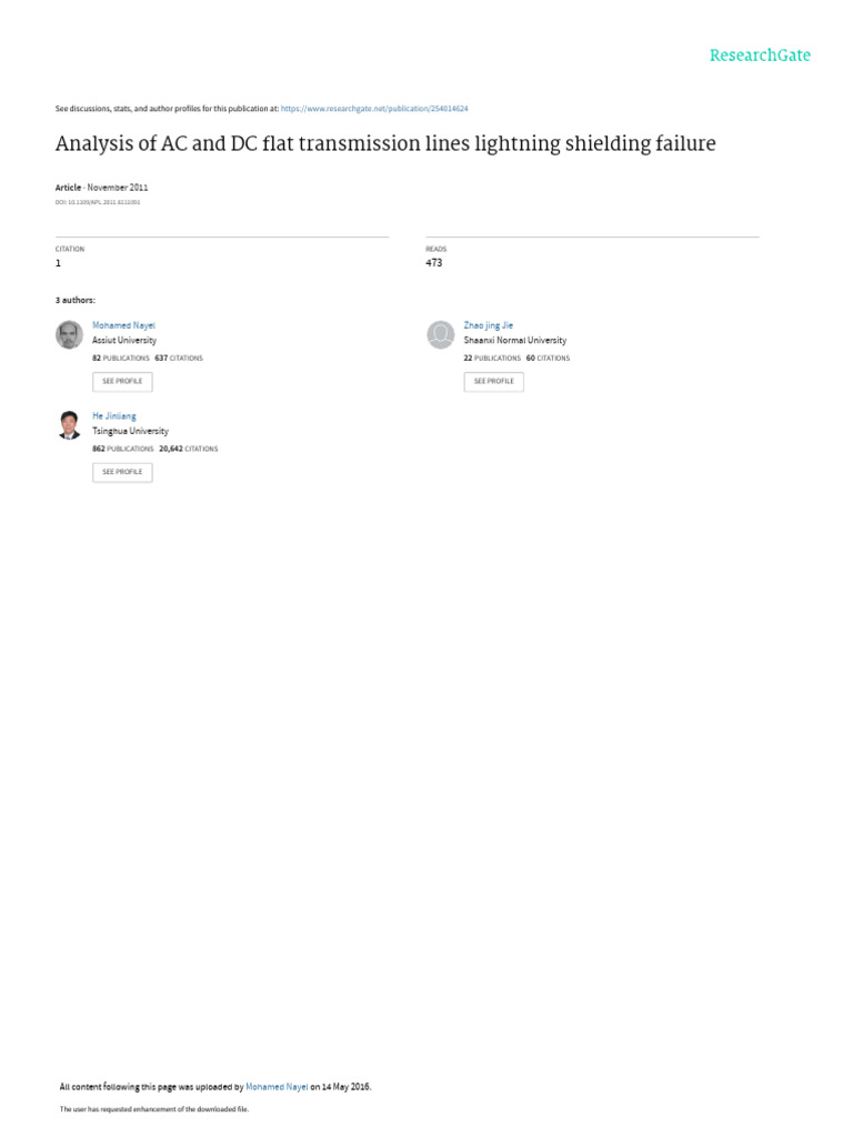 Lightning Shielding Failure in Transmission Lines | PDF | Electric ...