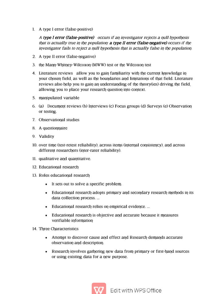 Understanding Research Errors and Methods | PDF | Type I And Type Ii ...