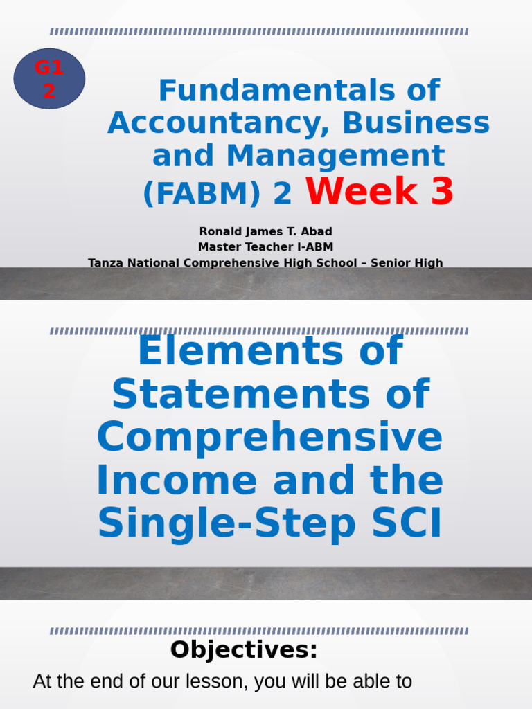 Understanding Single-Step SCI Elements | PDF | Income Statement | Revenue