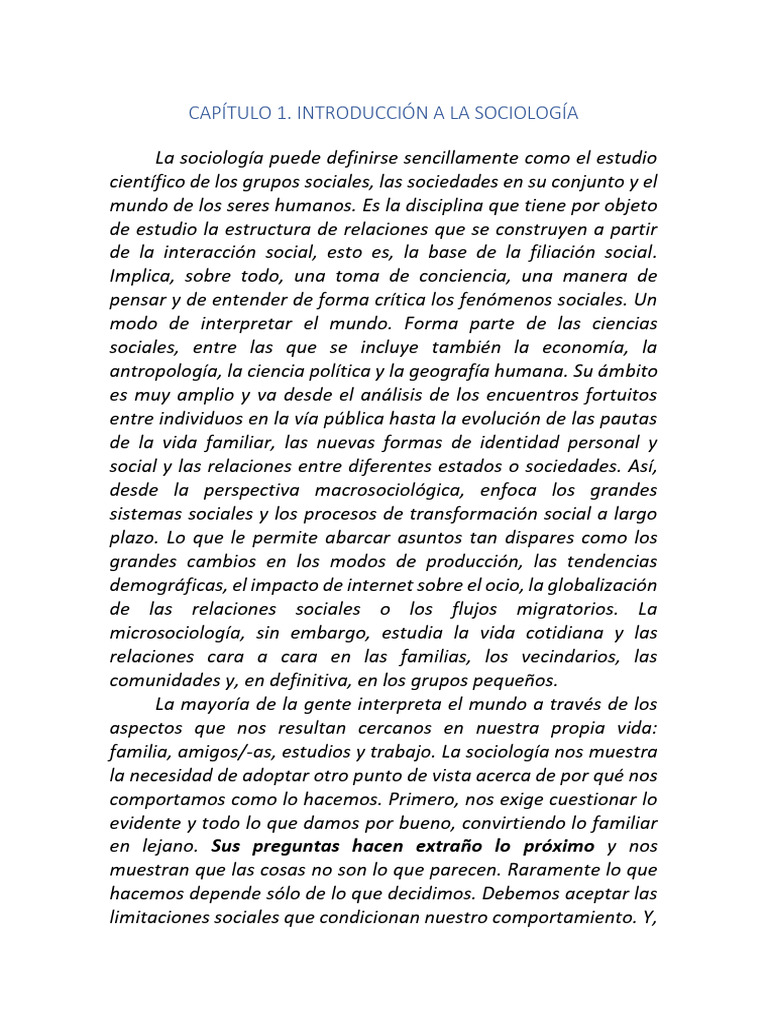 Introducción a la Sociología y su Historia | PDF | Sociología | Sociedad