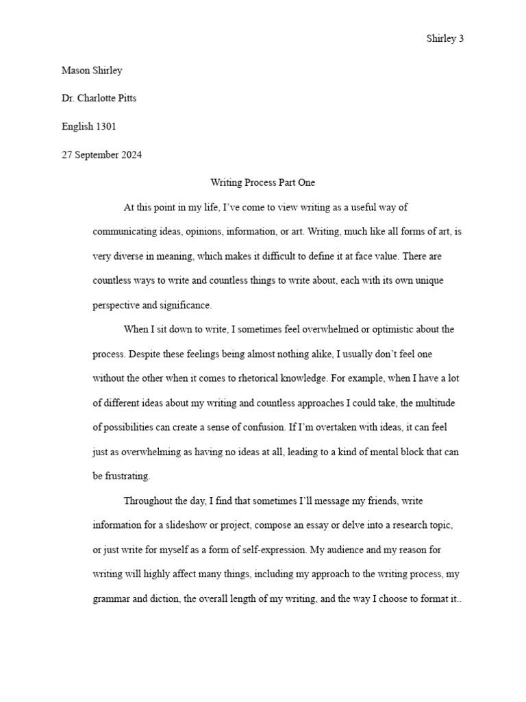 Writing Process Part One | PDF | Knowledge | Essays