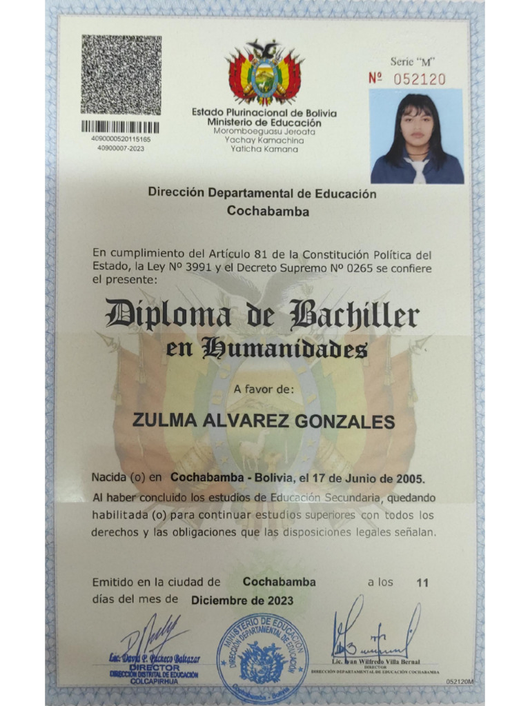 Diploma de Bachiller | PDF