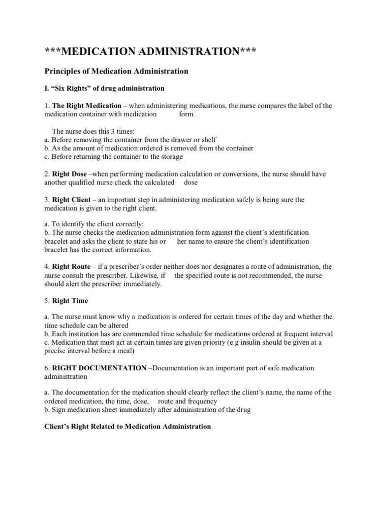 Six Rights of Medication Administration | PDF | Intravenous Therapy ...