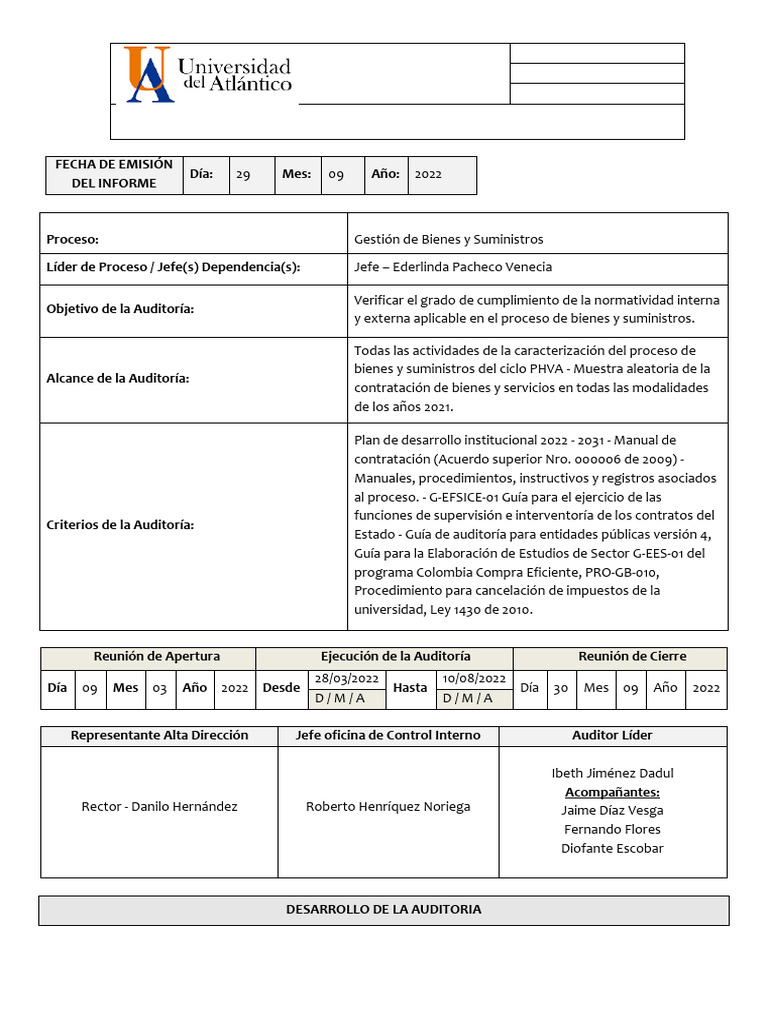Forci012 Informe de Auditoria de Control Interno Gestion de Bienes y ...
