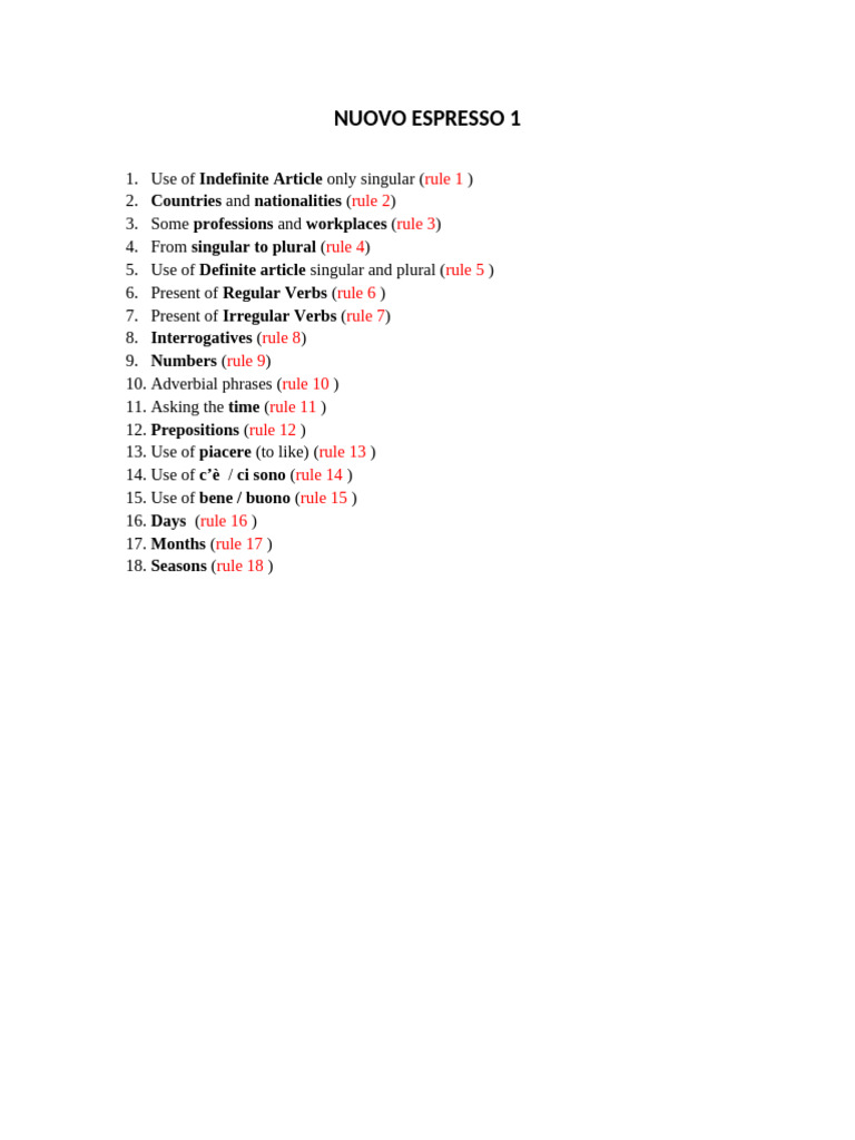 Italian Rules | PDF