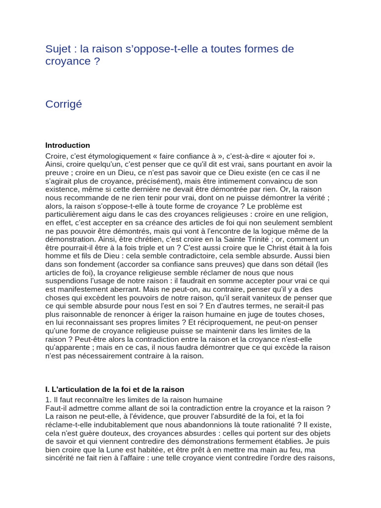 Raison et croyance : un débat essentiel | PDF | Raison | Dieu