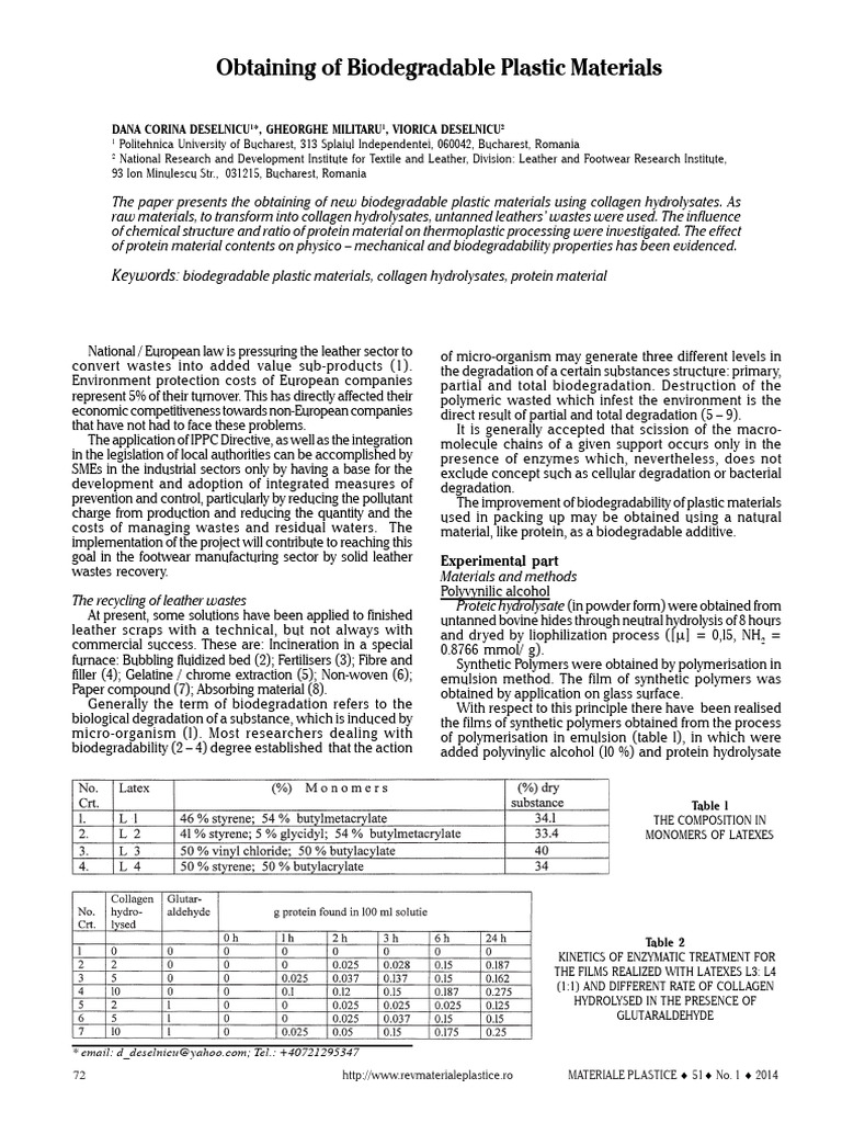 Obtaining of Biodegradable Plastic Mater | PDF | Biodegradation | Plastic