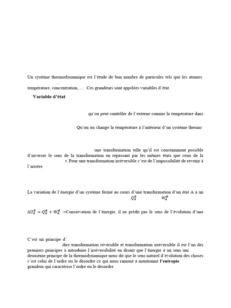 Concepts de base en thermodynamique | PDF | Thermodynamique | Entropie