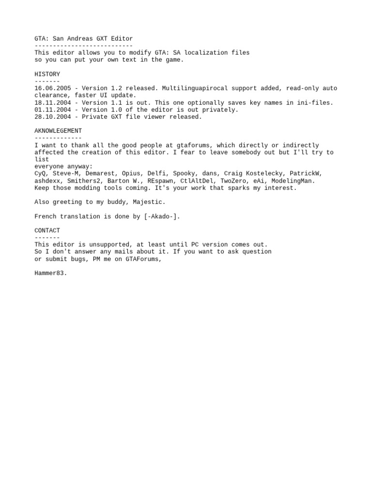 GTA: San Andreas GXT Editor Tool | PDF