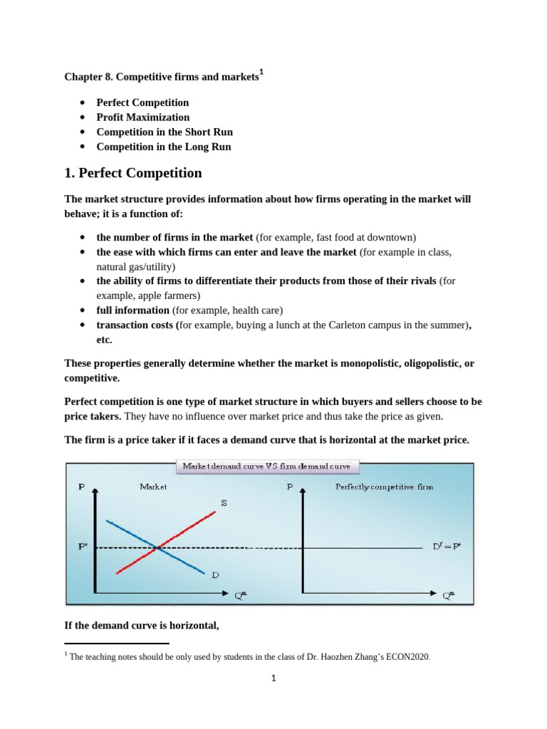 Class Notes For Chapter 8 | PDF | Profit (Economics) | Perfect Competition