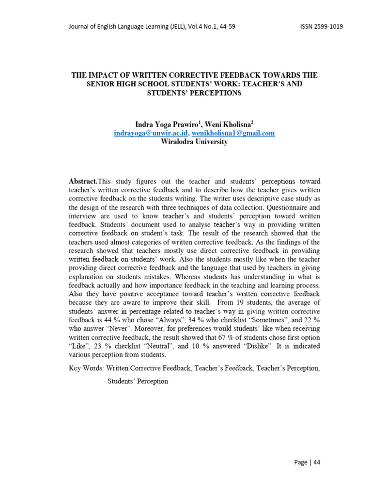 Teacher and Student Views on Feedback | PDF | Second Language | English ...