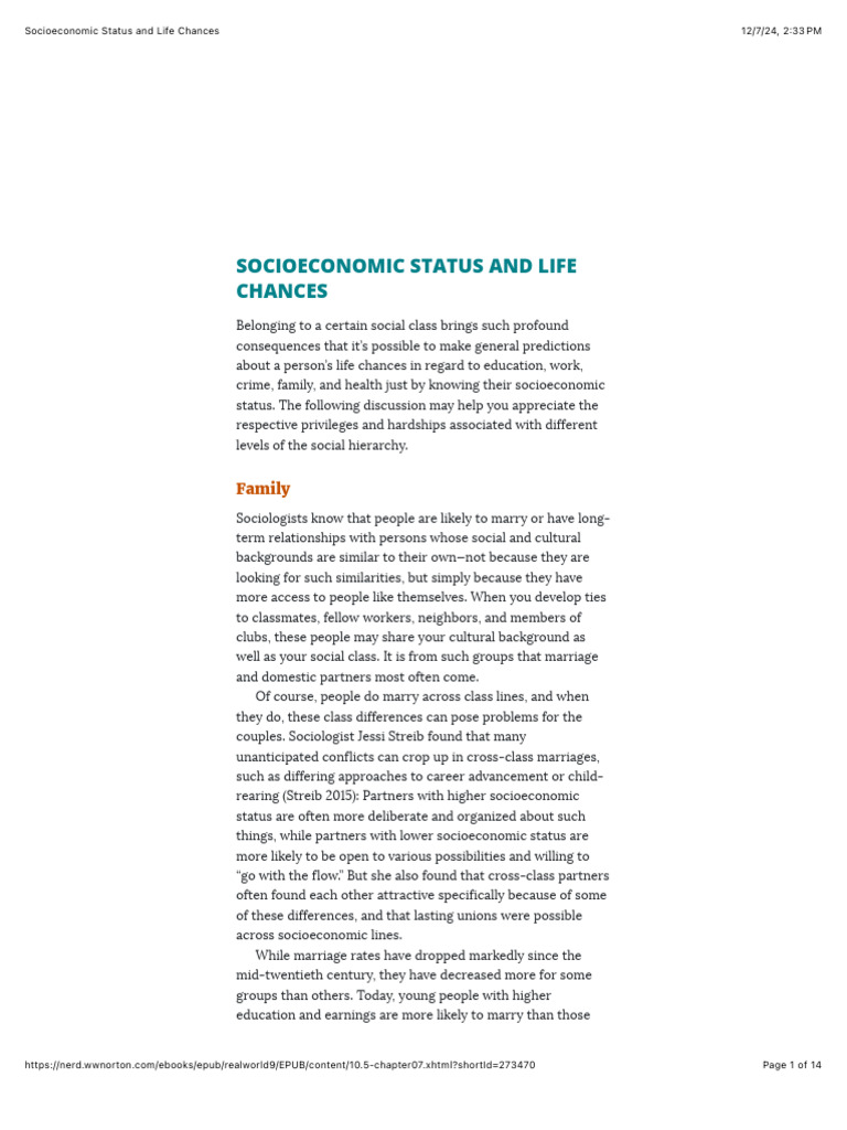 Socioeconomic Status and Life Chances | PDF | Socioeconomic Status | Layoff