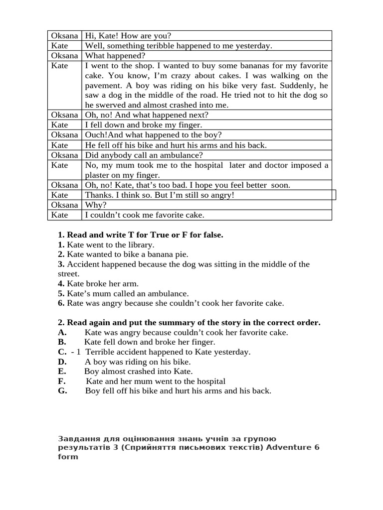 Read and Write T For True or F For False. 1. 2. 3. 4. 5. 6. 2. Read ...
