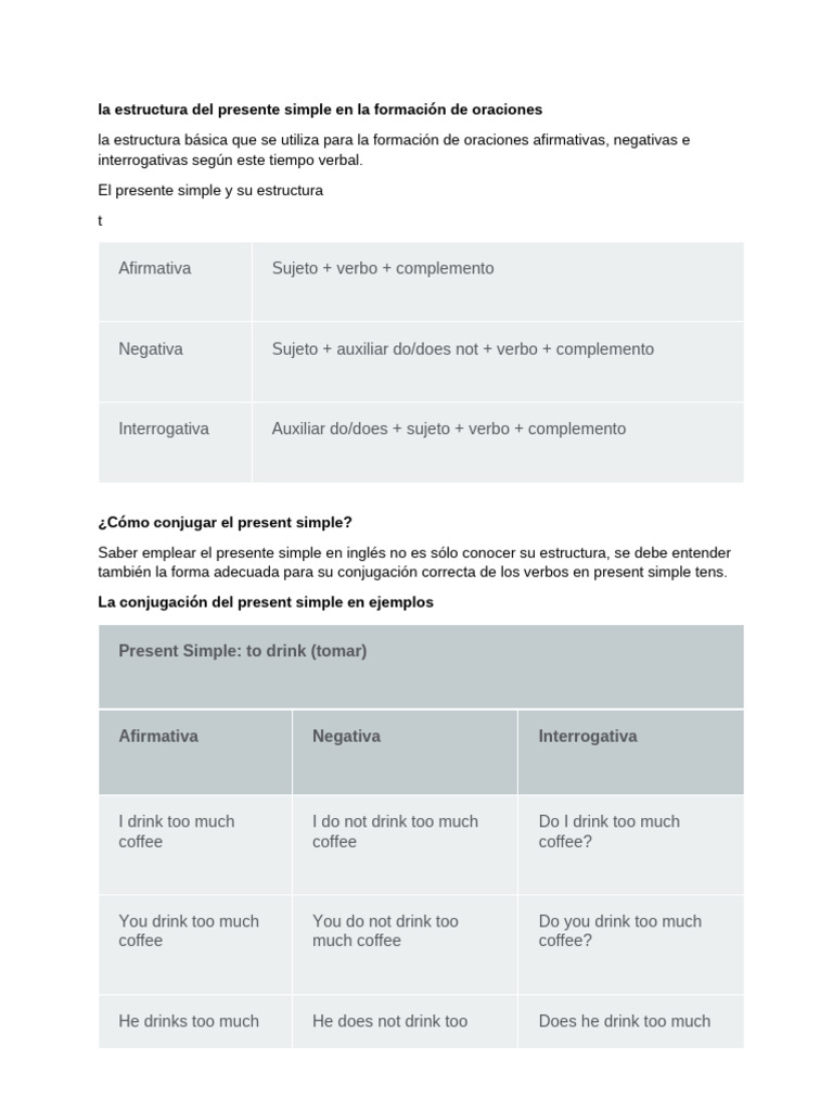 Guía del Presente Simple en Inglés | PDF | Verbo | Oración (Lingüística)