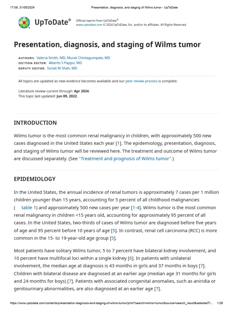 Wilms Tumor: Genetics and Syndromes | PDF | Neoplasms | Mutation