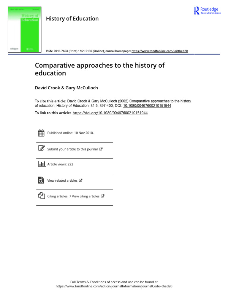Comparative Approaches To The History of Education | PDF | Pedagogy ...