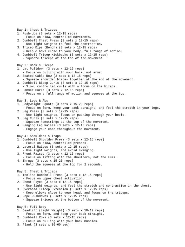 6-Day Workout Plan: Strength Training | PDF