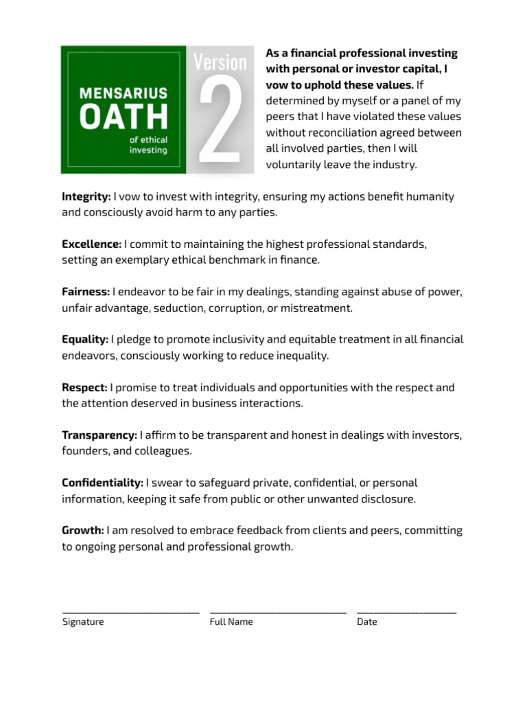 Mensarius Oath v2.0 | PDF