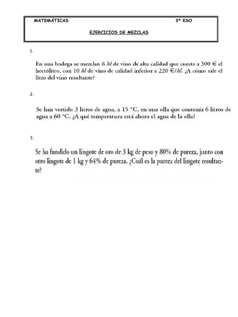 Problemas de Mezclas | PDF