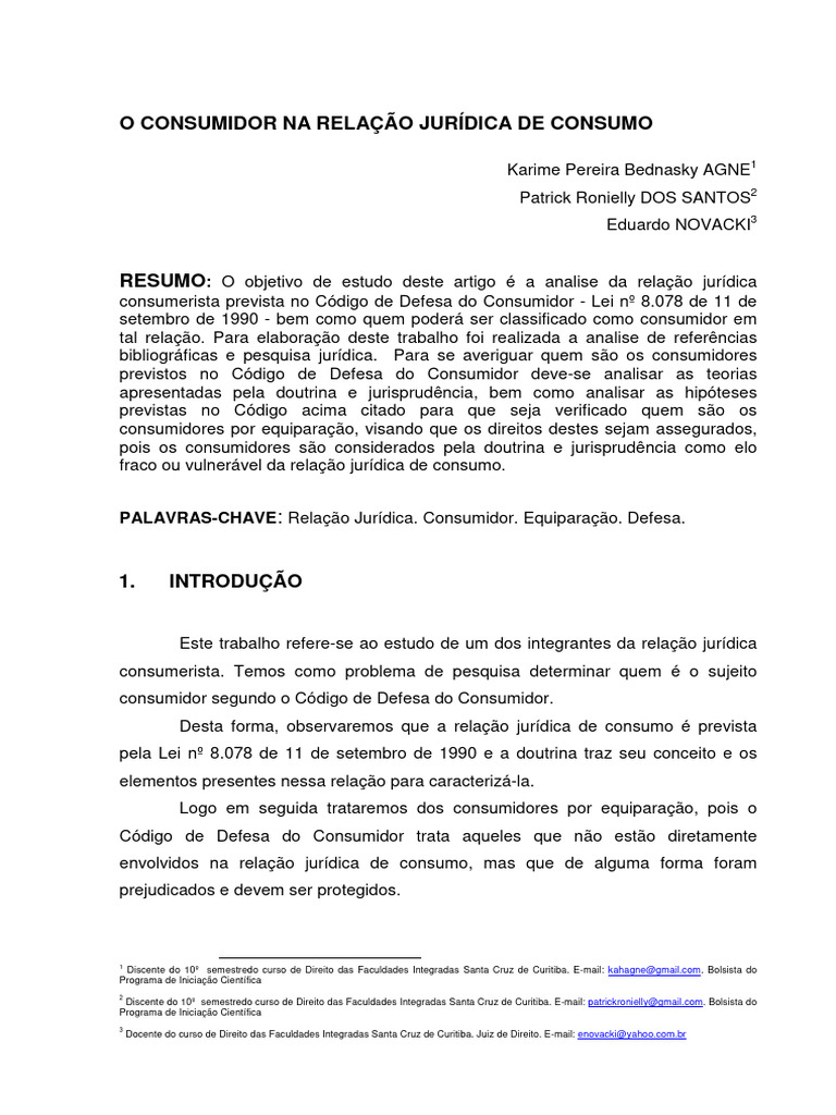 Consumidor e Relação Jurídica de Consumo | PDF | Proteção ao consumidor ...
