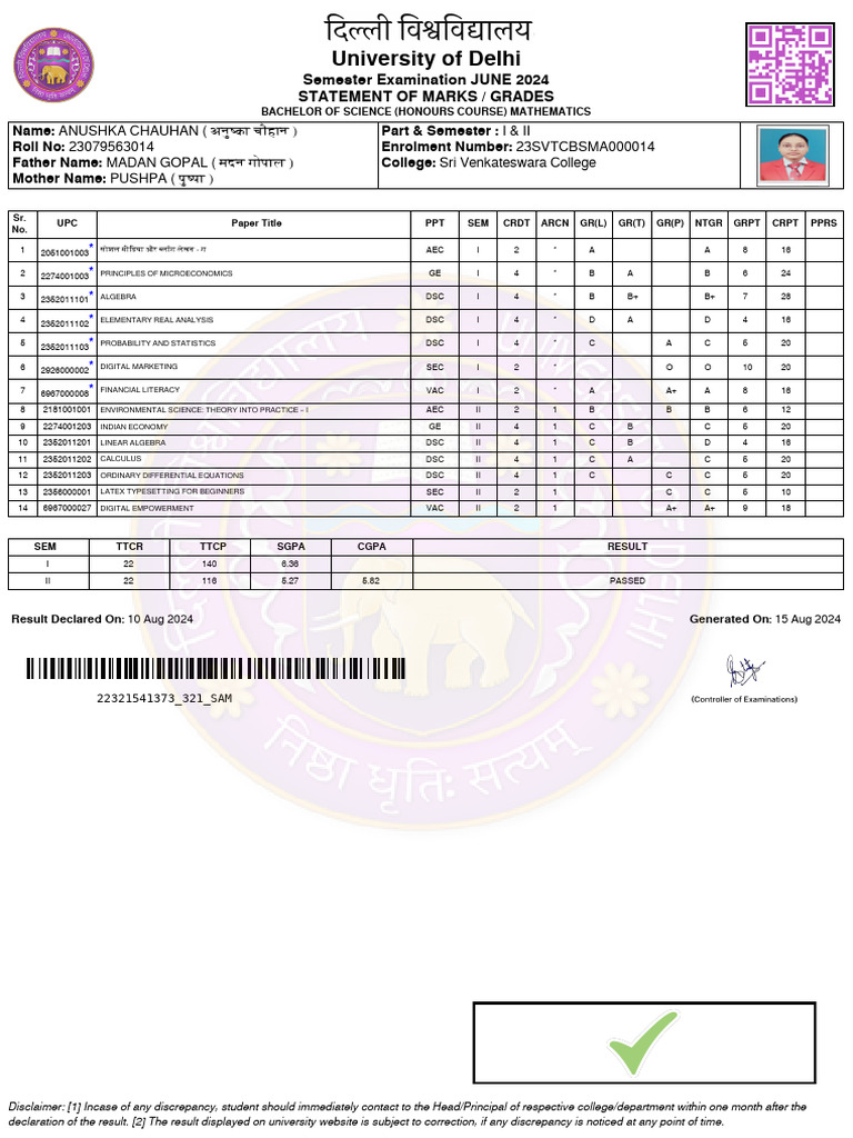 First Year Result 2025