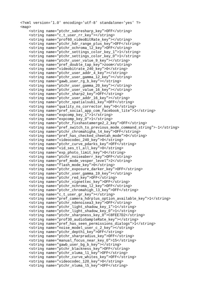 Camera Settings Configuration XML | PDF
