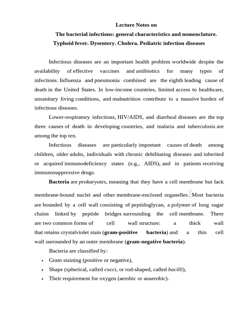Bacterial Infections: Typhoid & Dysentery | PDF | Bacteria | Meningitis