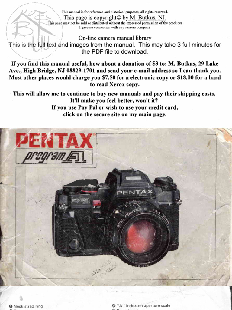 Pentax Program A Camera Manual | PDF | Exposure (Photography ...