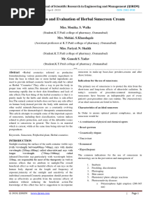 Formulation and evaluation of herbal sunscreen cream