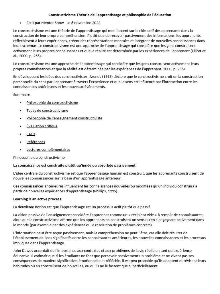 Constructivisme Théorie de l | PDF | Constructivisme (Philosophie de l ...
