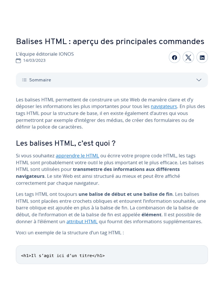 Guide des balises HTML essentielles | PDF | Élément HTML | Html