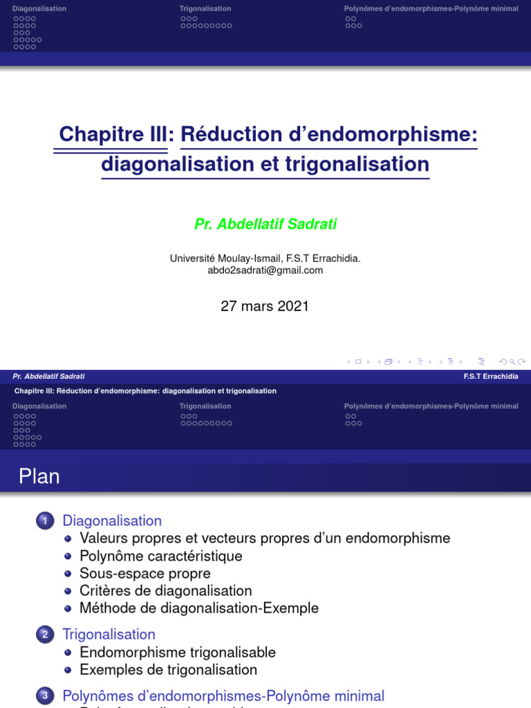 Diagonalisation et Trigonalisation des Endomorphismes | PDF | Valeur ...