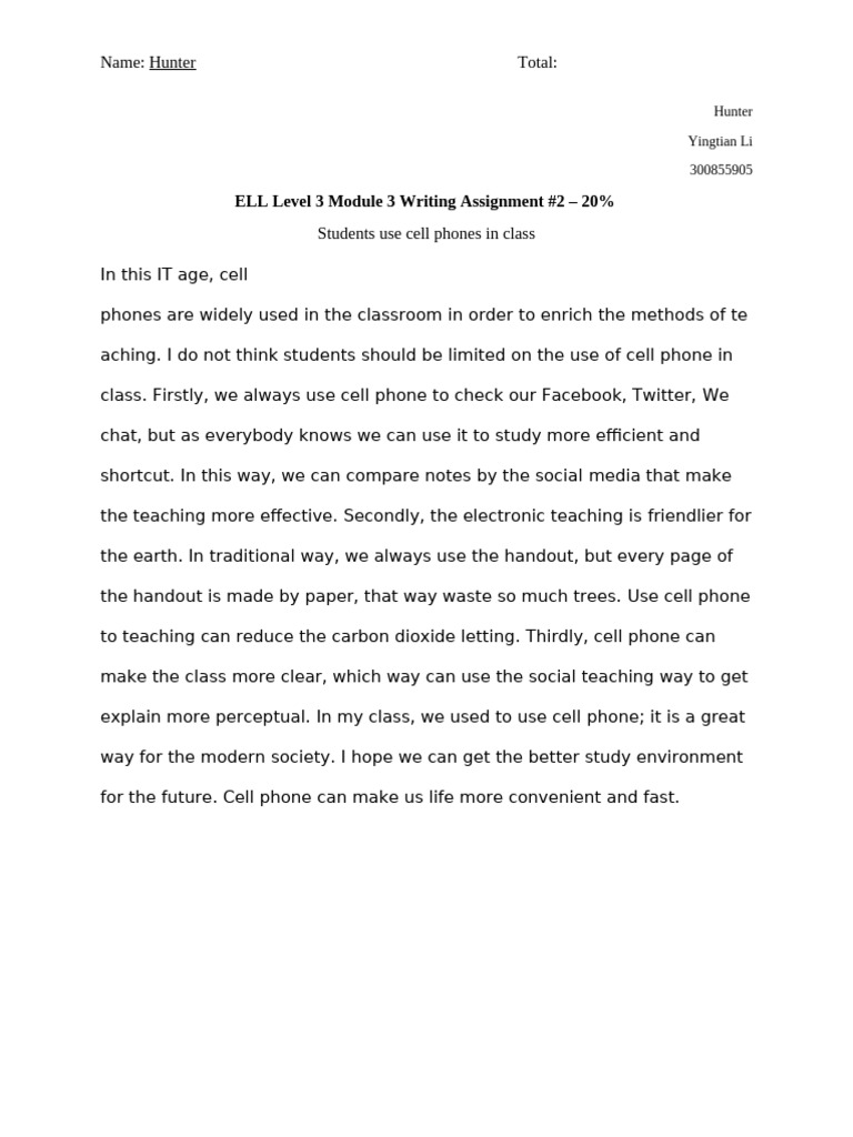 Module+3+Writing+Assignment+#2-Hunter | PDF