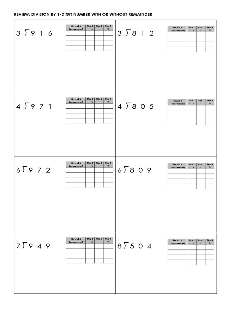 Division Review for Class 7 | PDF