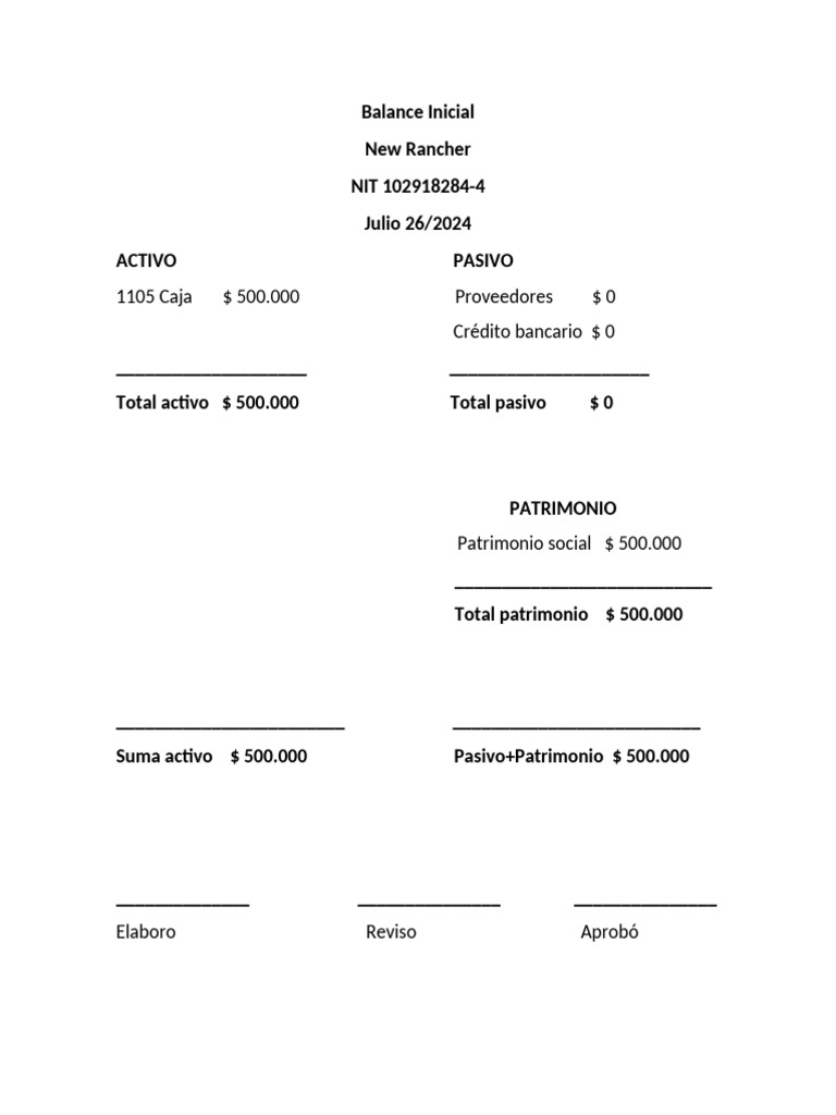 Balance Inicial | PDF