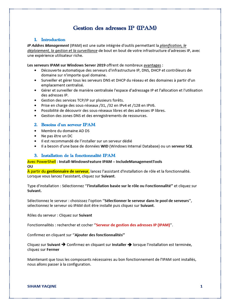 Gestion IPAM sur Windows Server 2019 | PDF | Adresse IP | Système de ...