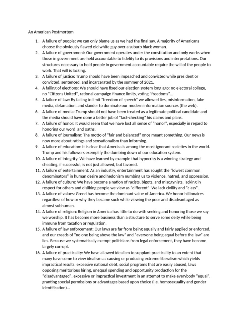 An American Postmortem | PDF | Donald Trump | American Government