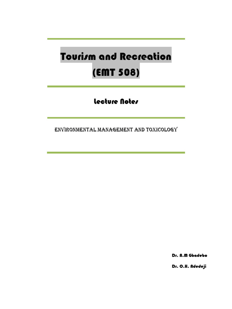 464 Tourism 508 Notes | PDF | Cost Of Living | Tourism