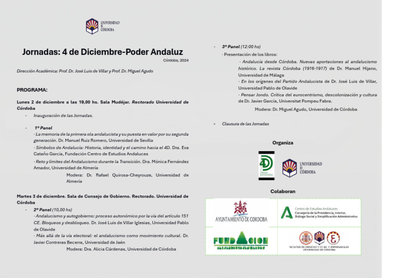 Programa Jornadas 4 Diciembre-Poder Andaluz 2024 | PDF | Política de españa