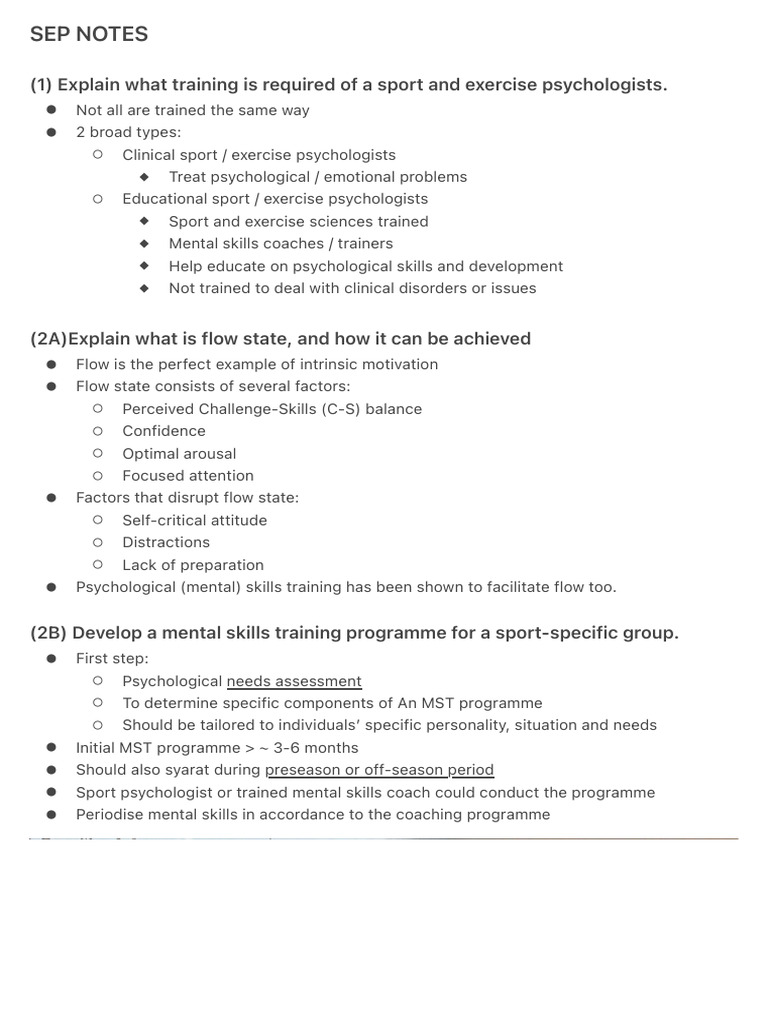 SEP NOTES | PDF | Flow (Psychology) | Goal Setting