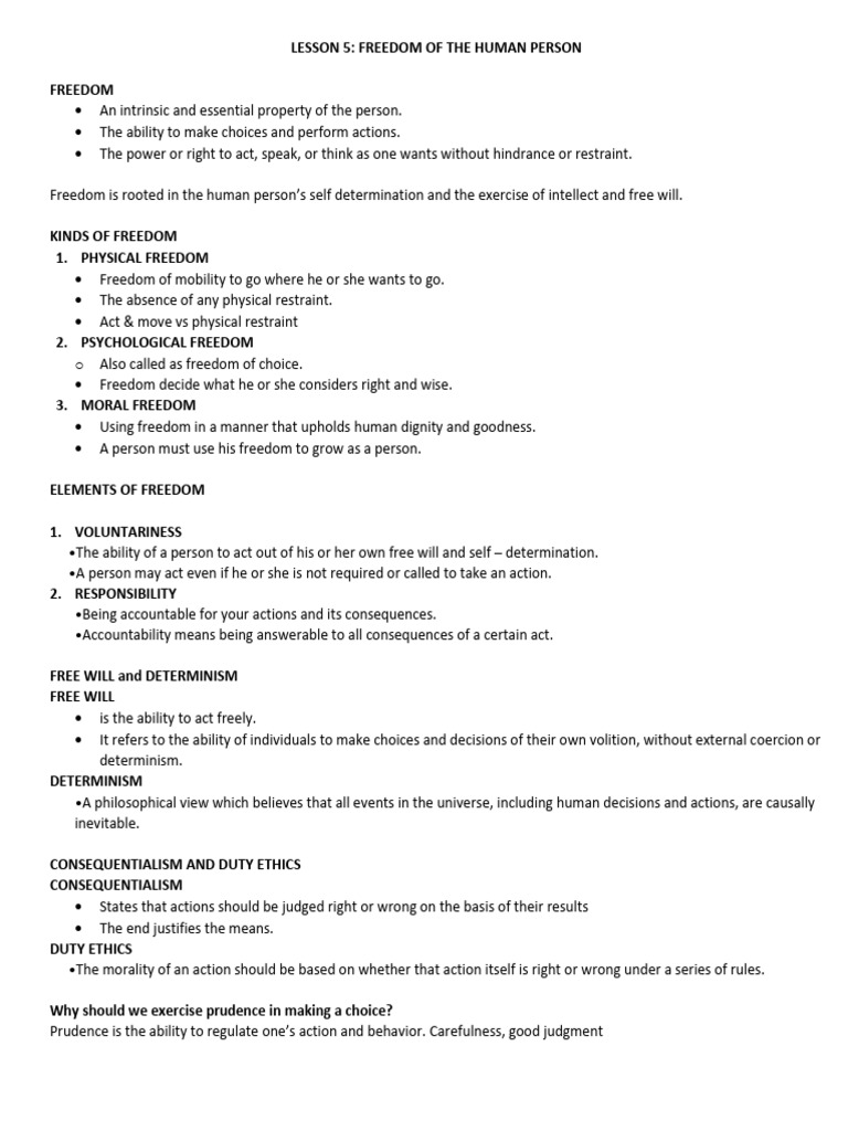 Understanding Human Freedom and Responsibility | PDF | Free Will ...
