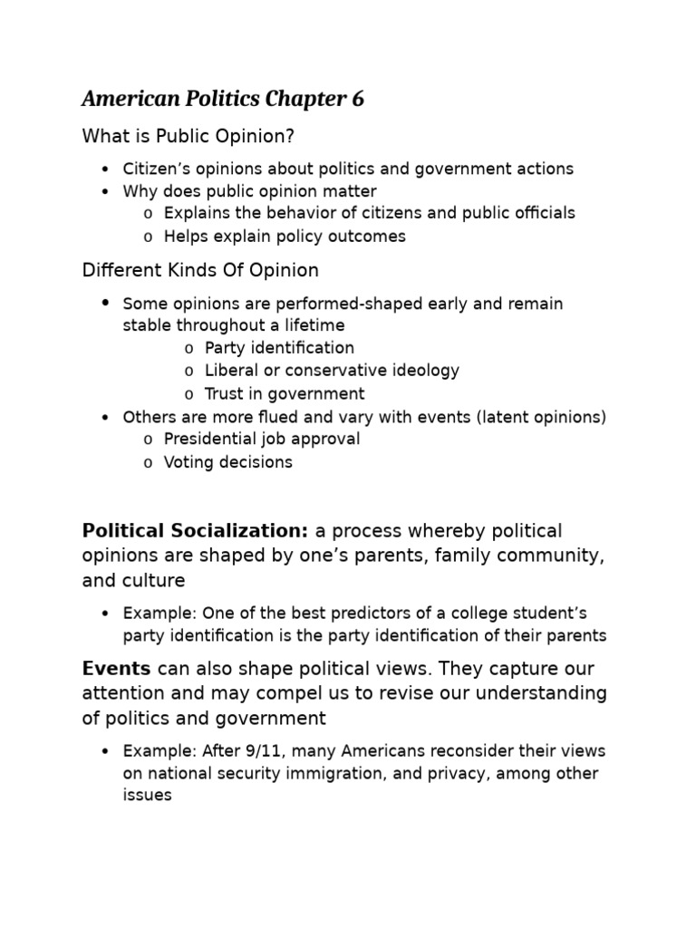 American Politics Chapter 6 | PDF | Public Opinion | Political Parties