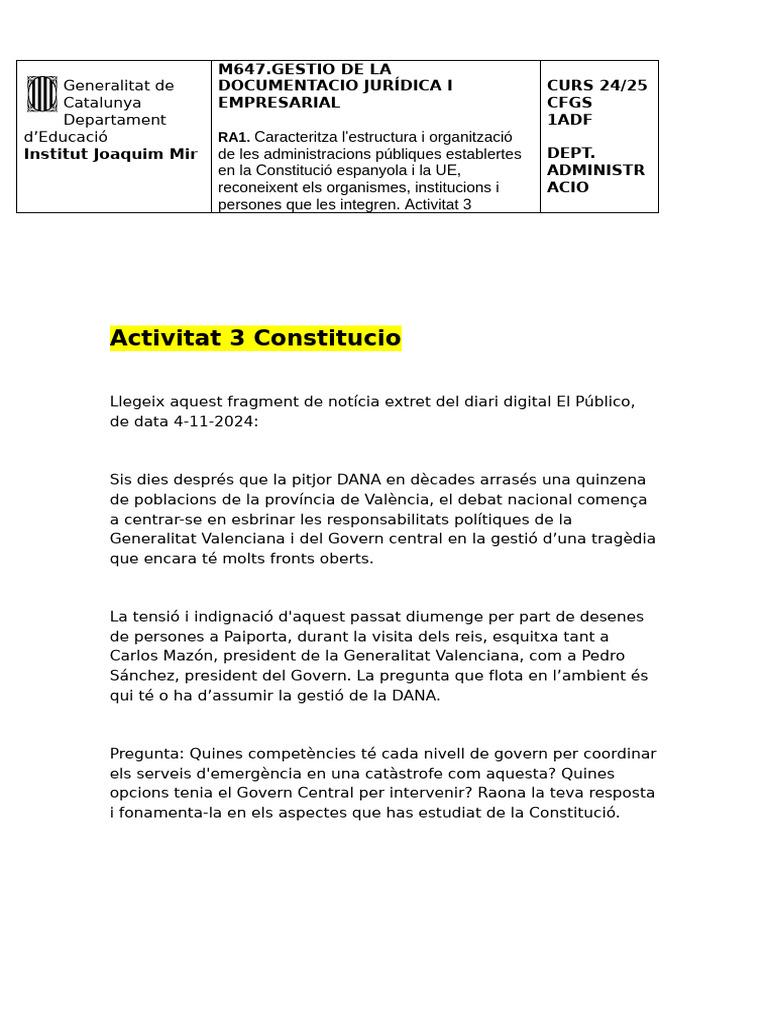 Activitat 3 Constitucio | PDF
