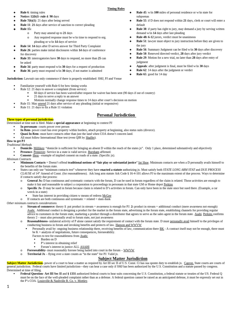 Final civ pro test outline pdf diversity jurisdiction lawsuit