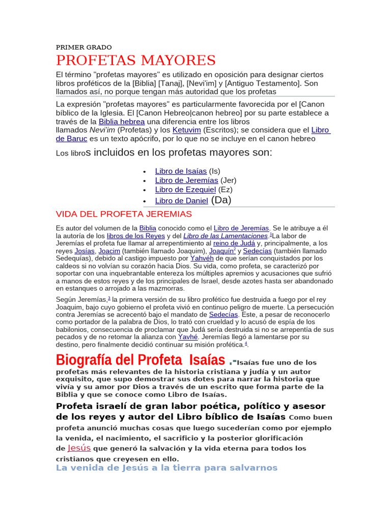 Los Profetas Mayores 1º Pdf Jeremías Contenido Bíblico