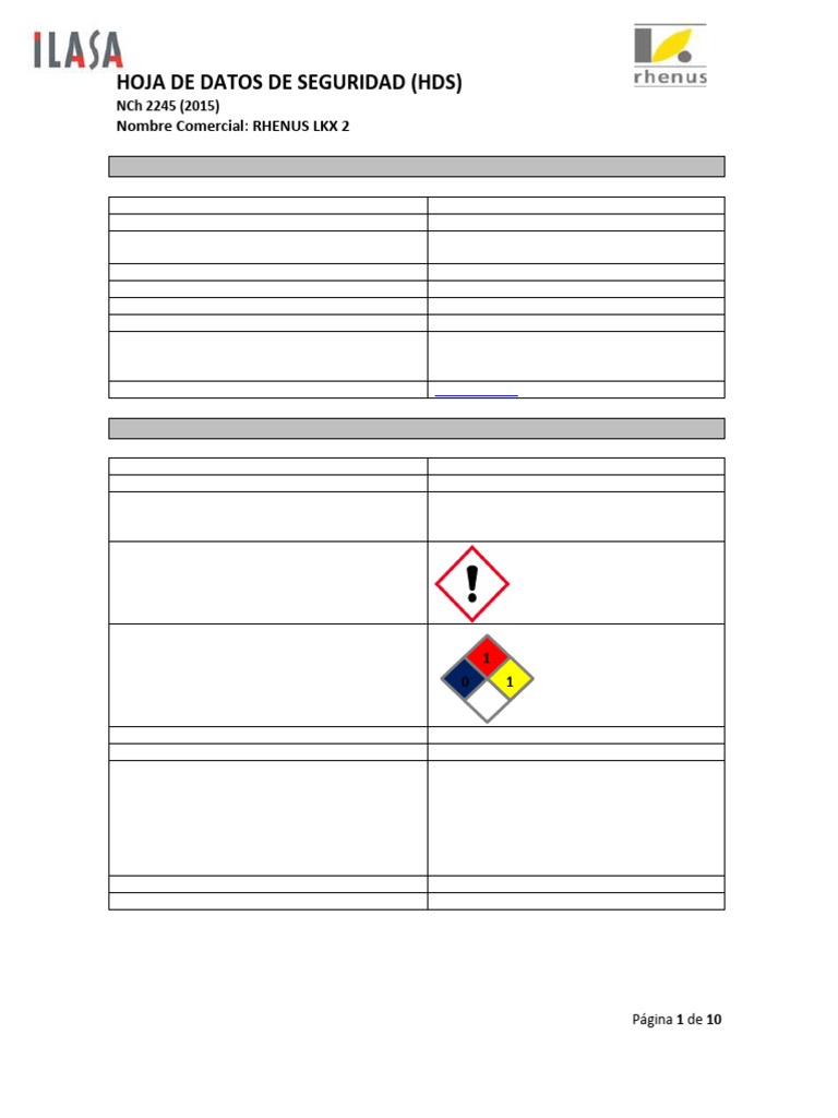 Hoja de Seguridad Rhenus LKX 2 | PDF | Toxicidad | Química