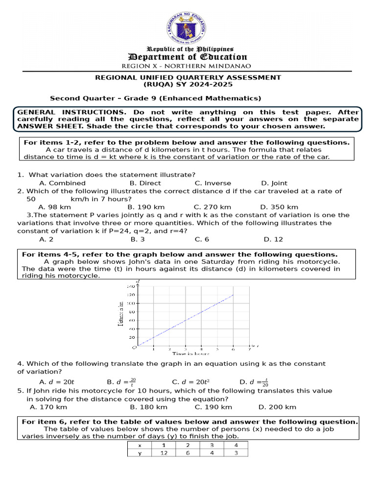Enhanced Math 9 q2 Final | PDF | Exponentiation | Equations