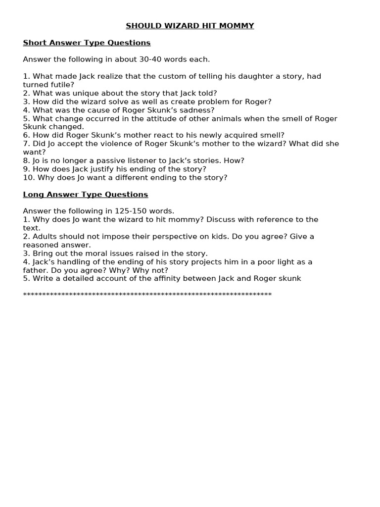 Wizard Story Analysis and Discussion | PDF