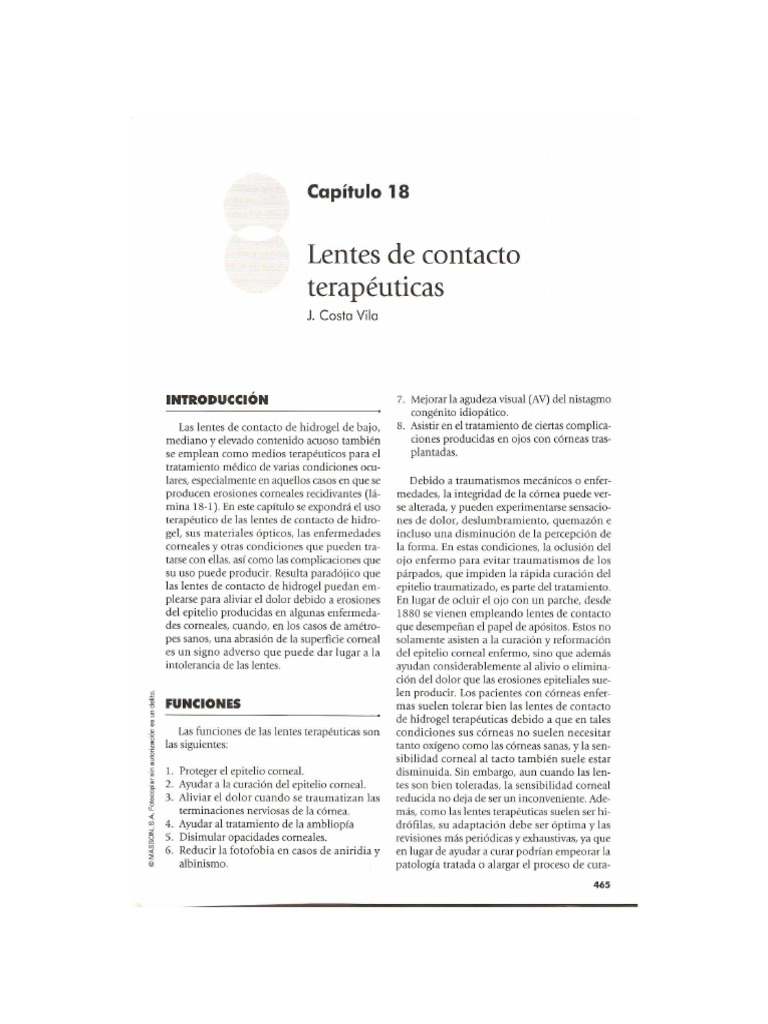 Capítulo 18 Lentes de Contacto Terapéuticos | PDF